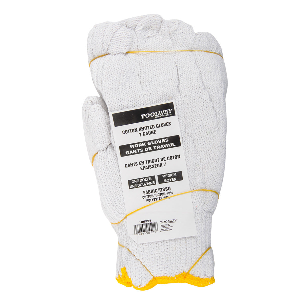 Toolway 105521, Knitted Poly/Cotton Gloves (Medium, sold/dz)