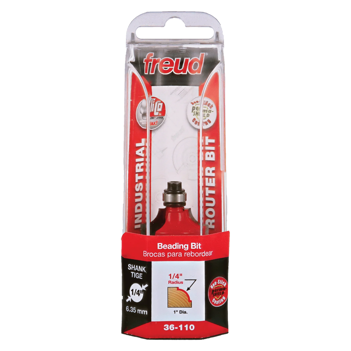 Freud 36-110, Carbide Router Bit - 1" x 2-3/16" Beading Bit (1/4" Large Radius)