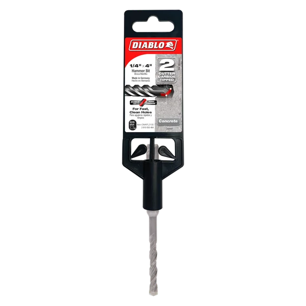 Diablo DMAPL2130, SDS-Plus 2-Cutter Carbide-Tipped Hammer Drill Bit 1/4" x 2" x 4"