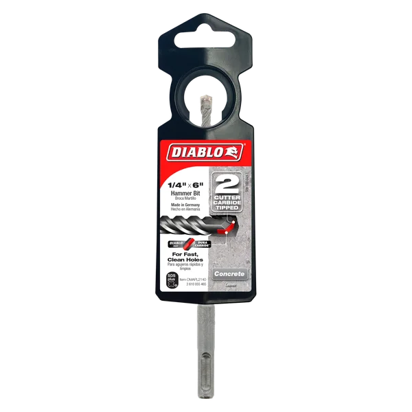 Diablo DMAPL2140, SDS-Plus 2-Cutter Carbide-Tipped Hammer Drill Bit 1/4" x 4" x 6"