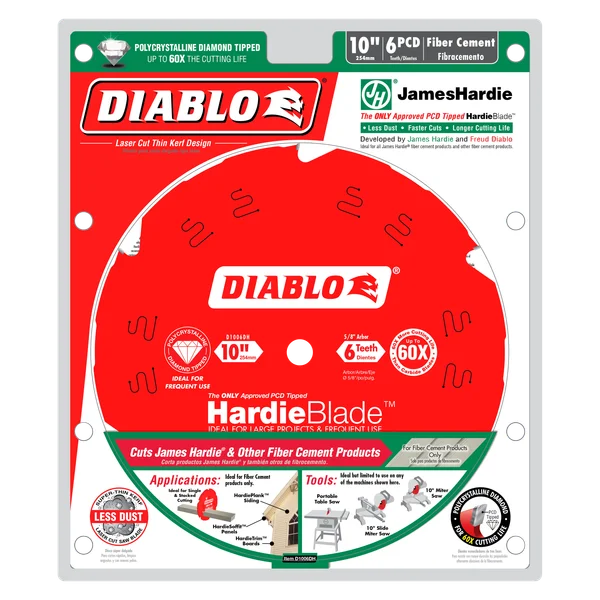 Diablo D1006DH, 10" x 6-Teeth HardieBlade™ Saw Blade for Fiber Cement