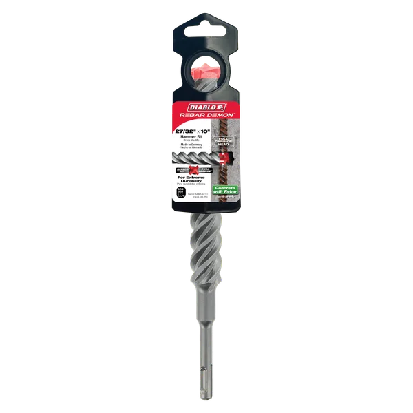 Diablo DMAPL4270, Rebar Demon™ SDS-Plus 4-Cutter Full Carbide Head Hammer Drill Bit 27/32" x 8" x 10"