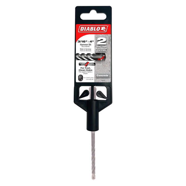 Diablo DMAPL2040, SDS-Plus 2-Cutter Carbide-Tipped Hammer Drill Bit 3/16" x 2" x 4"