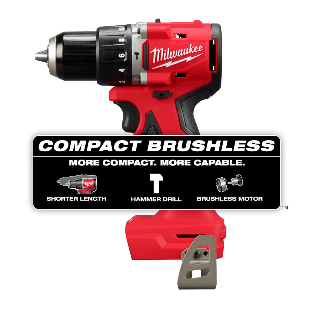 Milwaukee 3602-20, M18™ Compact Brushless 1/2" Hammer Drill/ Driver