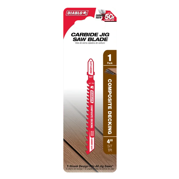Diablo DJT144DHM, 4" 5/7TPI Carbide Jig Saw Blade for Composite Decking