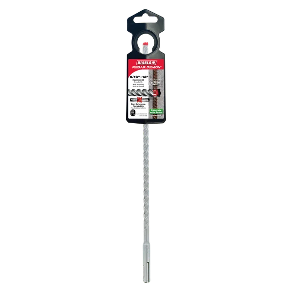 Diablo DMAPL4120, Rebar Demon™ SDS-Plus 4-Cutter Full Carbide Head Hammer Drill Bit 5/16" x 10" x 12"