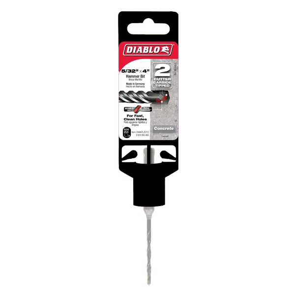 Diablo DMAPL2010, SDS-Plus 2-Cutter Carbide-Tipped Hammer Drill Bit 5/32" x 2" x 4"