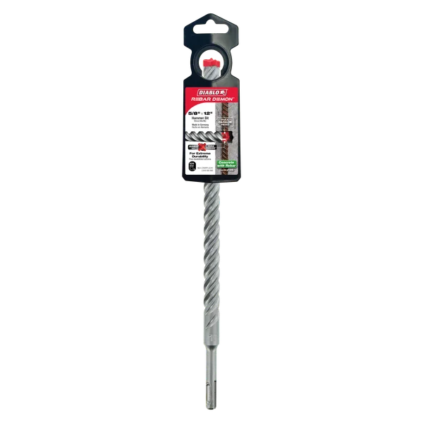 Diablo DMAPL4230, Rebar Demon™ SDS-Plus 4-Cutter Full Carbide Head Hammer Drill Bit 5/8" x 10" x 12"