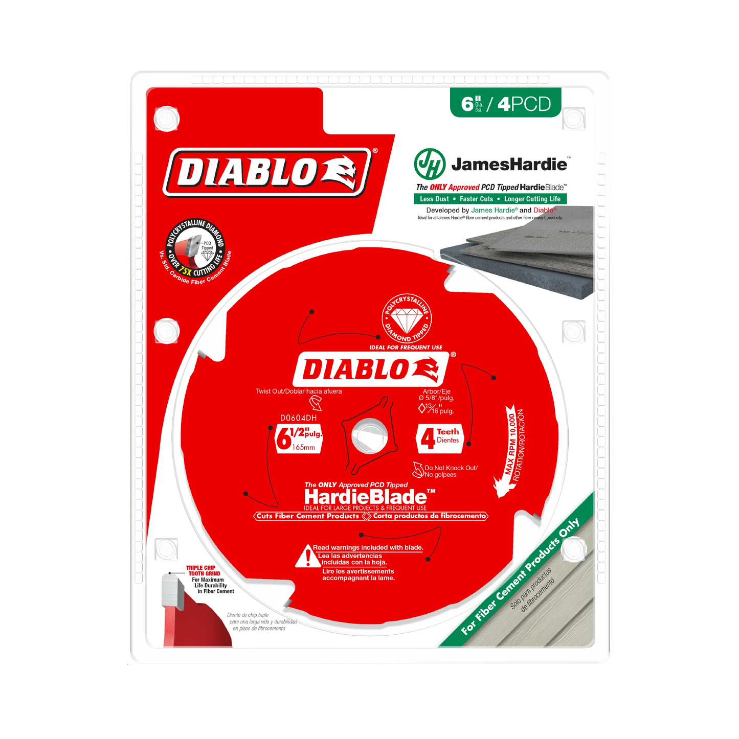 Diablo D0604DHA, 6-1/2" x 4-Teeth HardieBlade™ Saw Blade for Fiber Cement