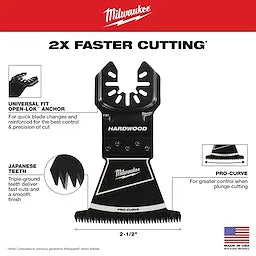 Milwaukee 49-25-1151, OPEN-LOK 2-1/2" HCS JAPANESE TOOTH PRO-CURVE HARDWOOD BLADE 1PK