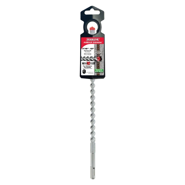Diablo DMAPL4176, Rebar Demon™ SDS-Plus 4-Cutter Full Carbide Head Hammer Drill Bit 7/16" x 10" x 12"