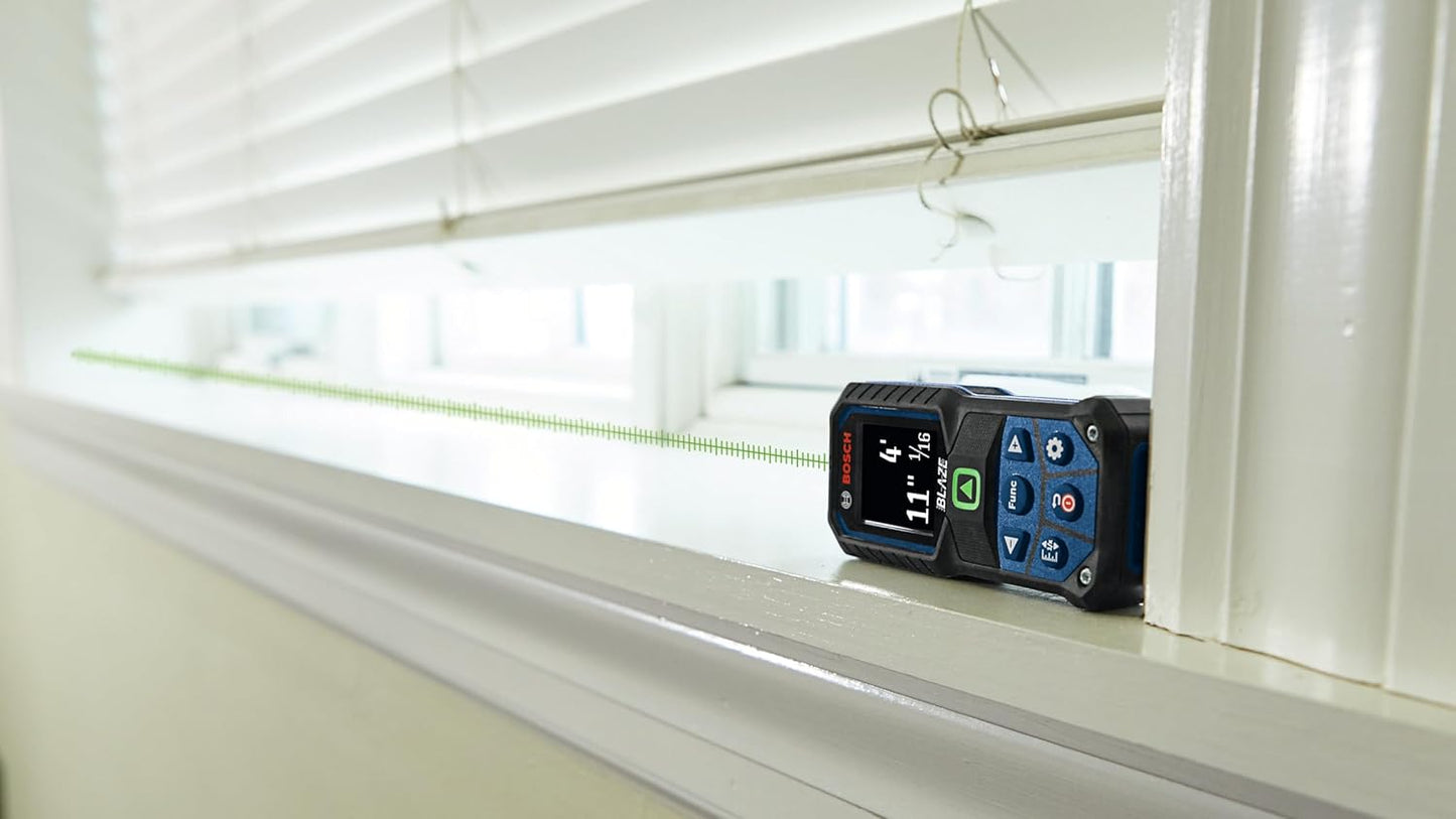 BOSCH GLM165-25G, BLAZE 165 ft. Green Laser Distance Tape Measuring Tool with Color Screen and Measurement Rounding Functionality