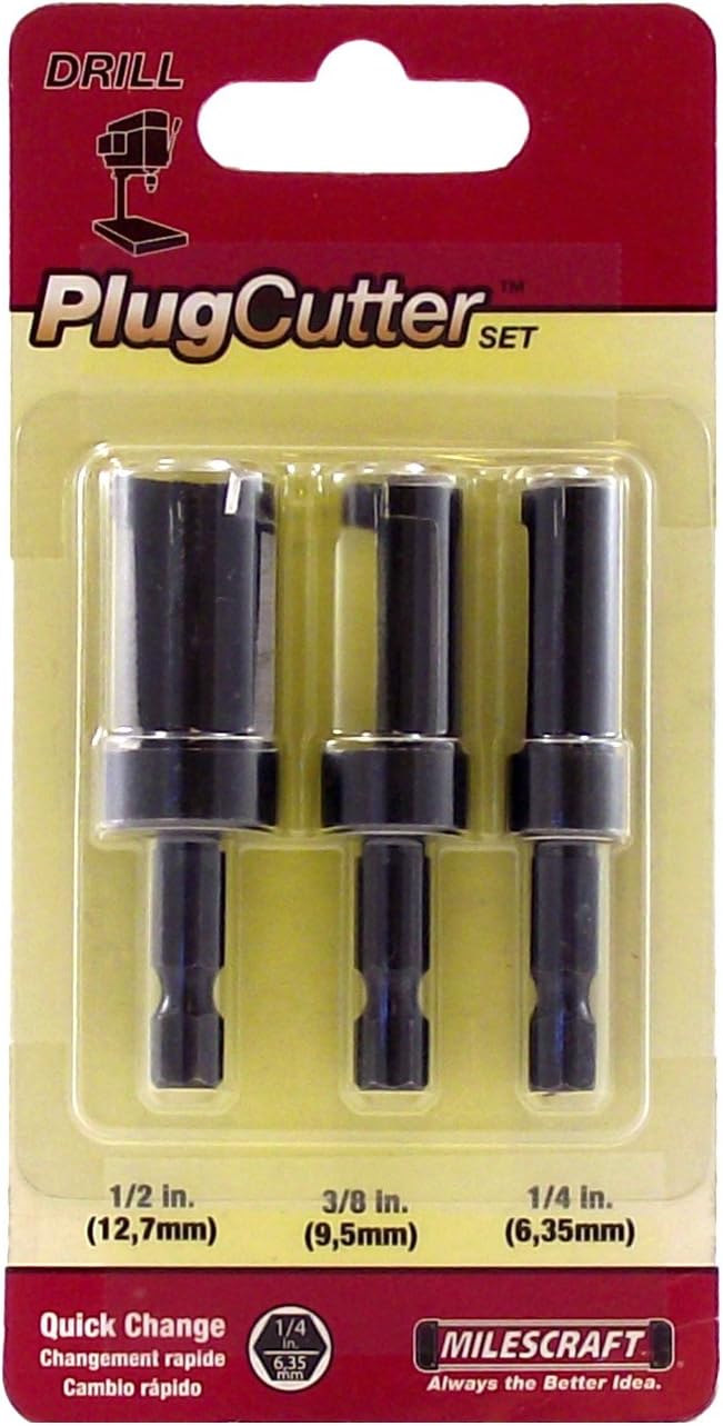 Milescraft 5340, 3pc. PlugCutter Set (1/2", 3/8", 1/4")