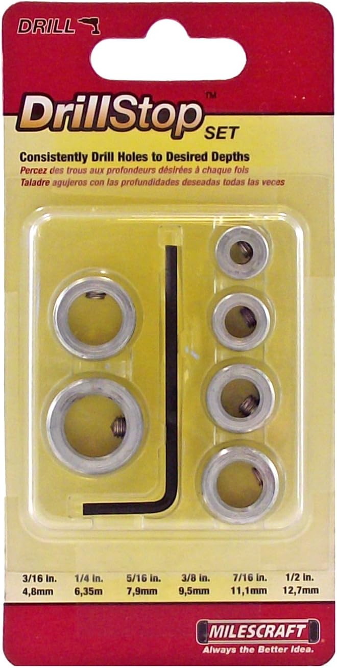 Milescraft 5342, 7 pc. DrillStop Set (3/16", 1/4", 5/16", 3/8", 7/16", 1/2")