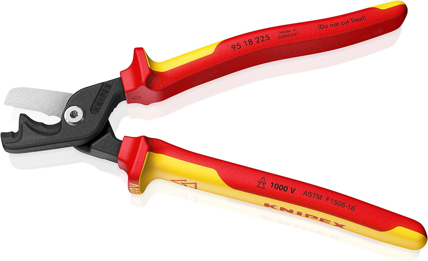 KNIPEX 95 18 225 SBA, 9" StepCut® XL Cable Shears-1000V Insulated