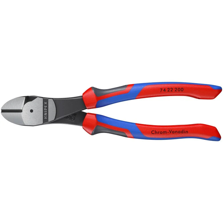 Knipex 74 22 200 SBA, 8 in. High-Leverage 12-Degree Angled Diagonal Side Cutting Pliers