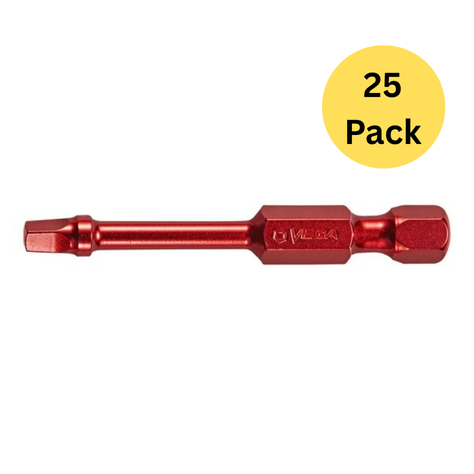 Vega 150R2A-R, Square #2 Power Bit x 2" Red (25 Pack)