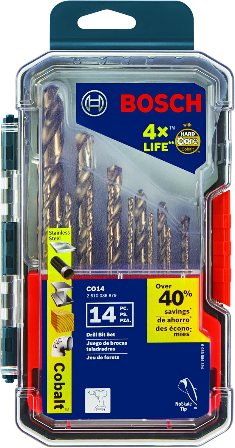BOSCH CO14, 14 pc. Cobalt Metal Drill Bit Set