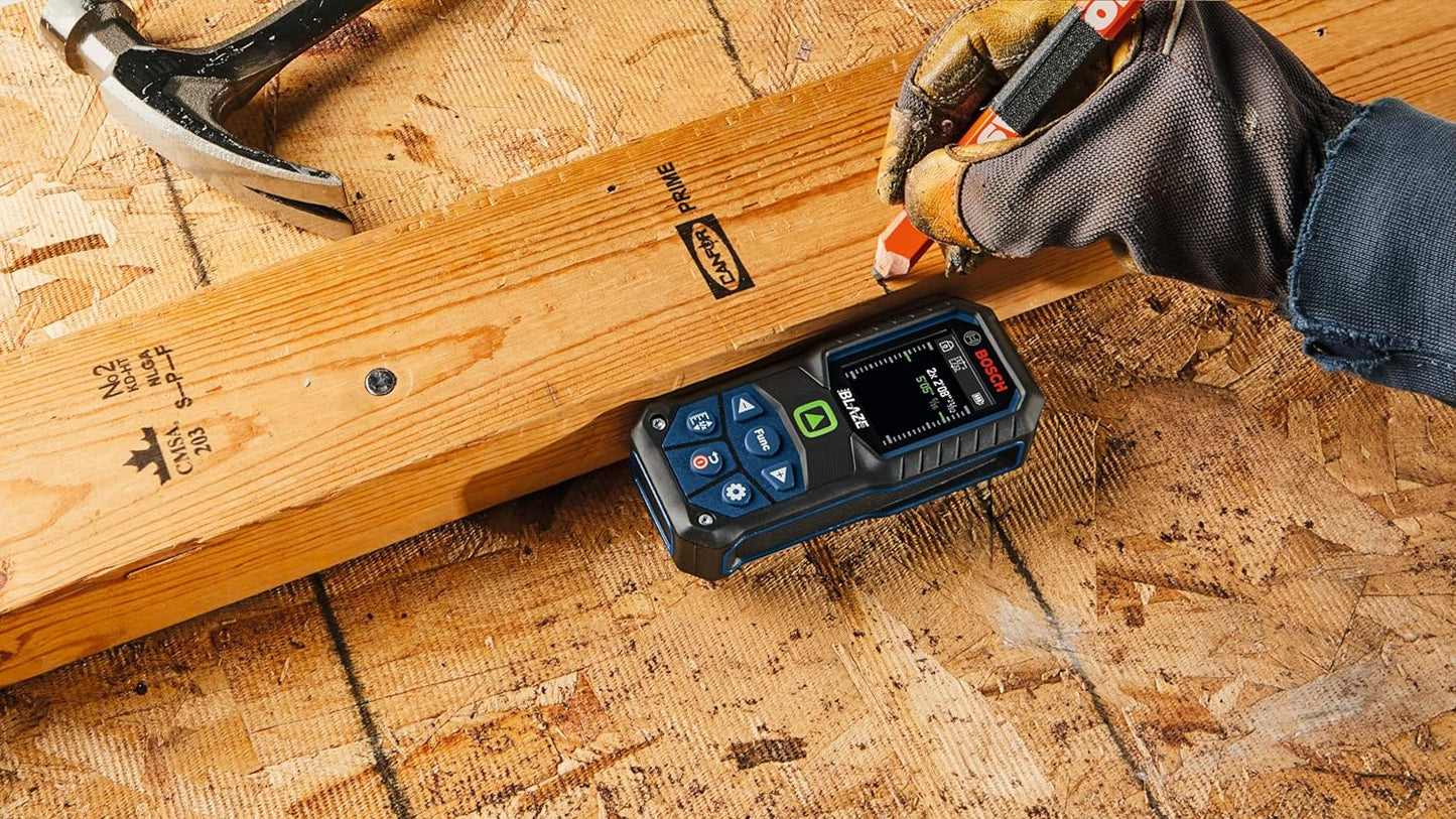 BOSCH GLM165-25G, BLAZE 165 ft. Green Laser Distance Tape Measuring Tool with Color Screen and Measurement Rounding Functionality