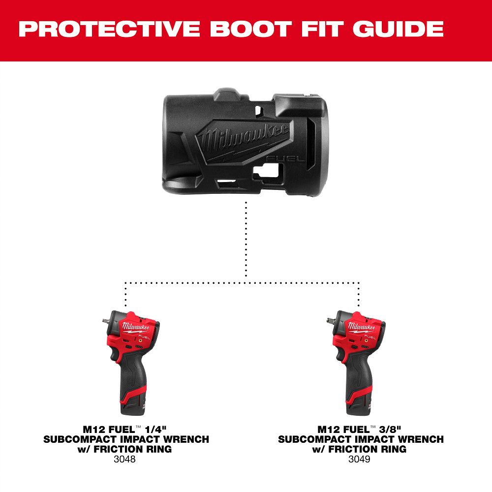 Milwaukee 49-16-3049, M12 FUEL™ 1/4" & 3/8" Subcompact Impact Wrench w/ Friction Ring Protective Boot