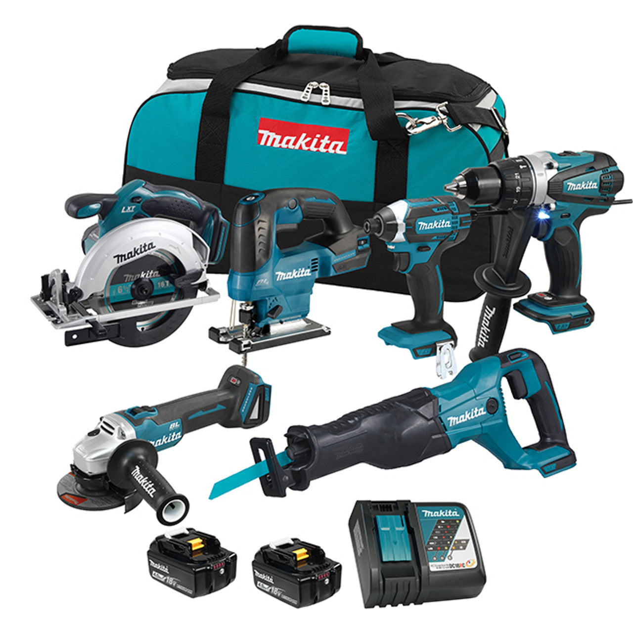 Makita DLX6123M, 18V LXT 6 Tool Combo Kit, 4.0Ah X2