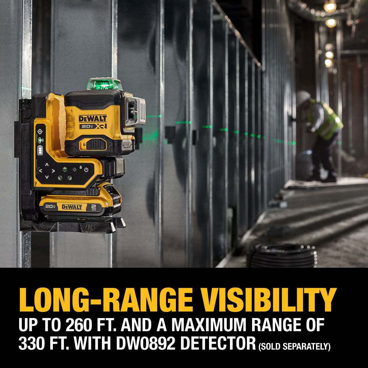 DEWALT DCLE34035D1, 20V Remote Control 3X360 Green Laser