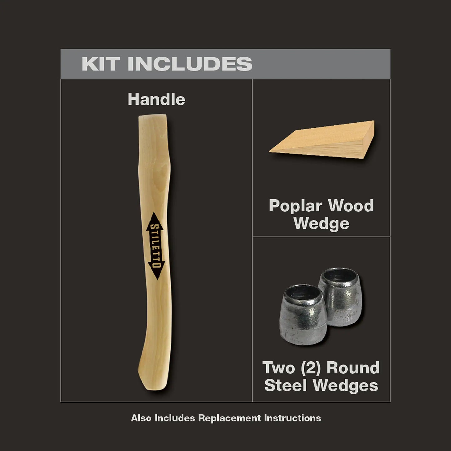 Stiletto STLFH-C, 14.5” Curve Hickory Replacement Handle for 10oz Wedge