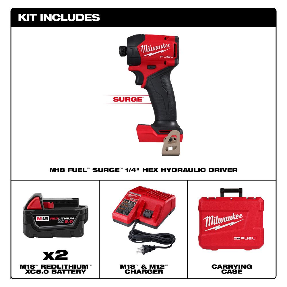 Milwaukee 2761-22, M18 FUEL™ SURGE™ 1/4" Hex Hydraulic Driver Kit