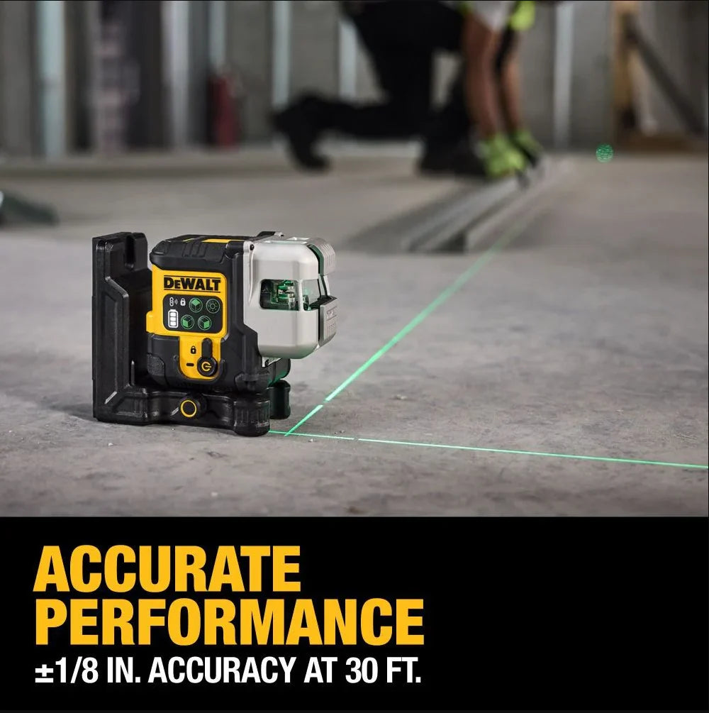 DEWALT DCLE14301GB, USB Rechargeable Green 3X180° Line Laser Base Kit