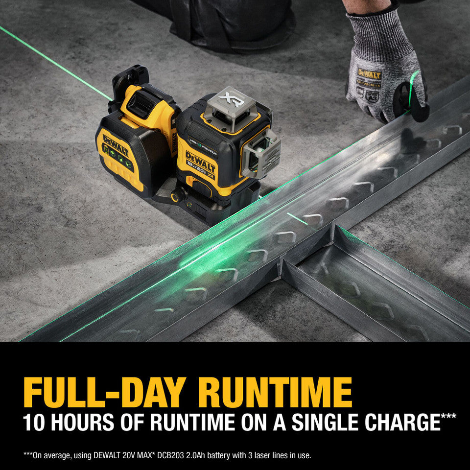 DEWALT DCLE34033D1, 20V Max XR 3 X 360° High Precision Green Laser