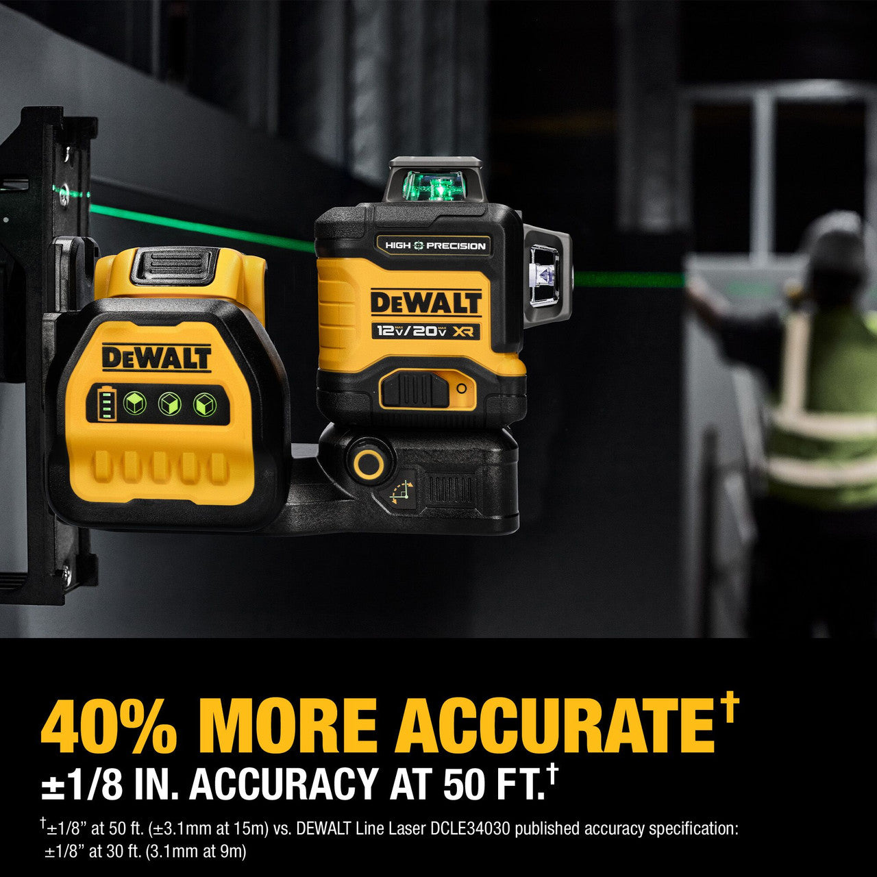 DEWALT DCLE34033D1, 20V Max XR 3 X 360° High Precision Green Laser