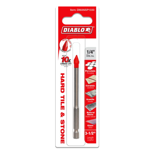 Diablo DMANSP1030, Diablo 1/4 in. Hard Tile & Stone Carbide Tipped Drill Bit