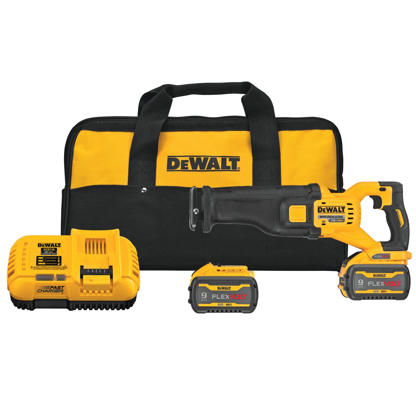 DEWALT DCS389X2, 60V MAX FLEXVOLT Reciprocating Saw Kit (9.0 Ah X 2)