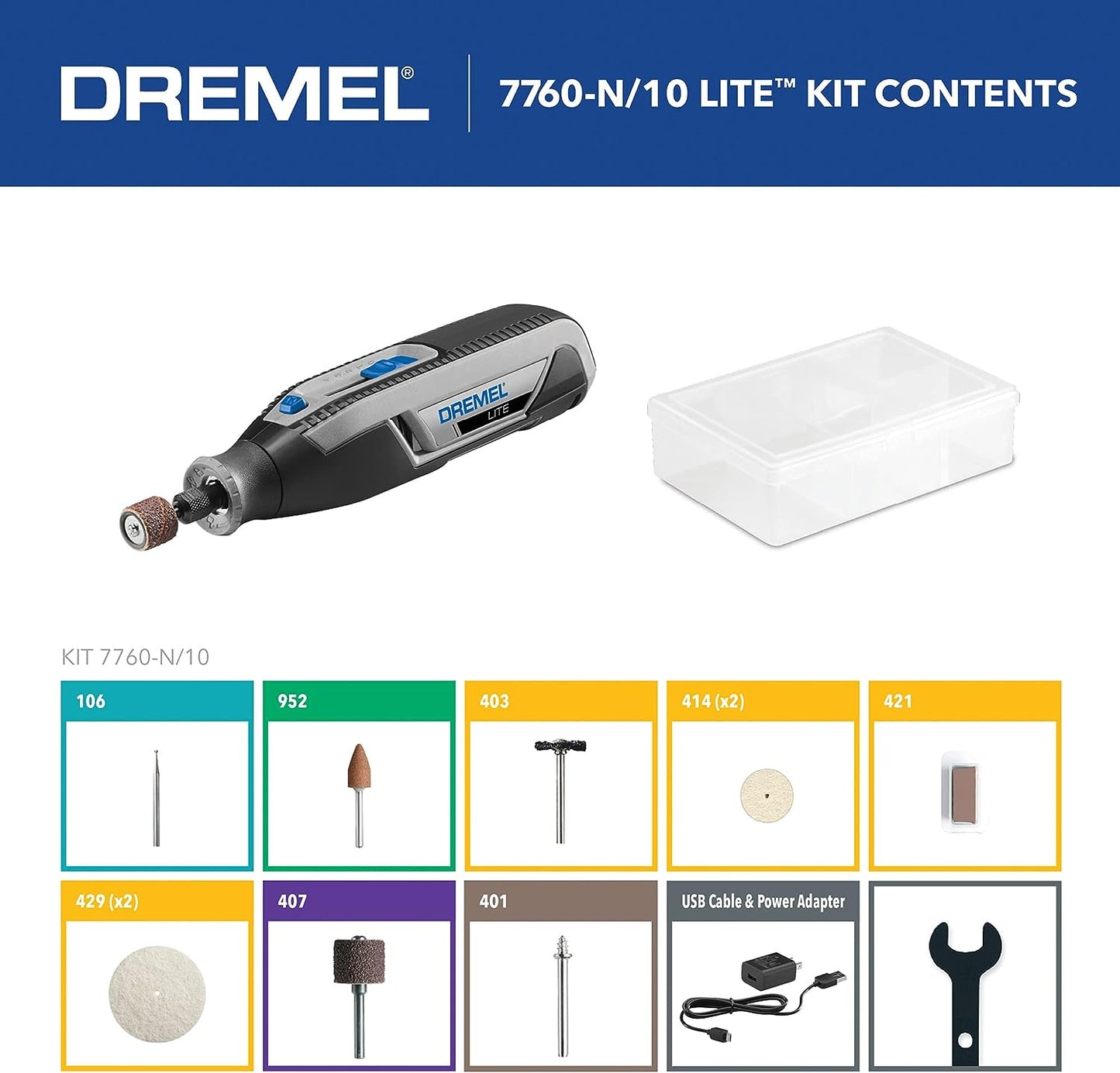 DREMEL 7760-N/10, 4V Li-Ion Cordless Rotary Tool Variable Speed Multi-Purpose Rotary Tool Kit