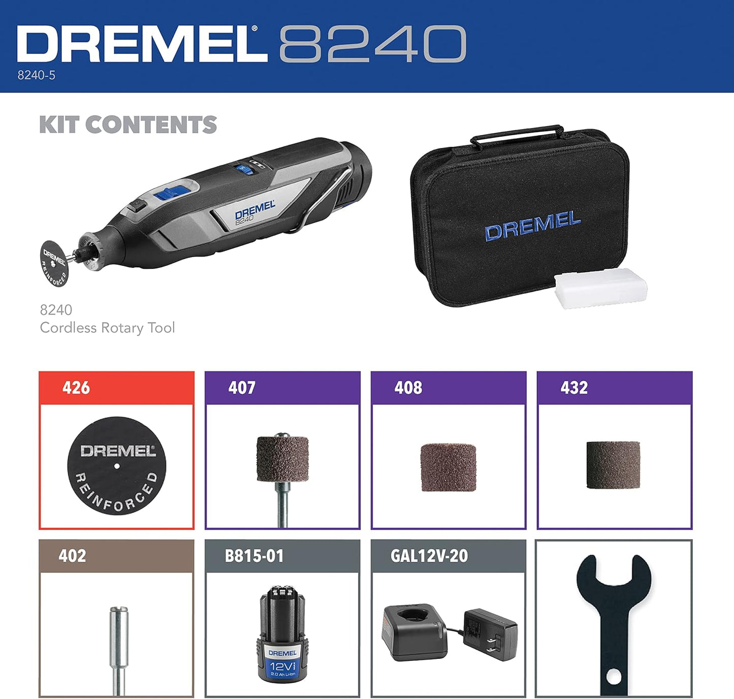 DREMEL 8240-5, 12V Cordless Rotary Tool Kit