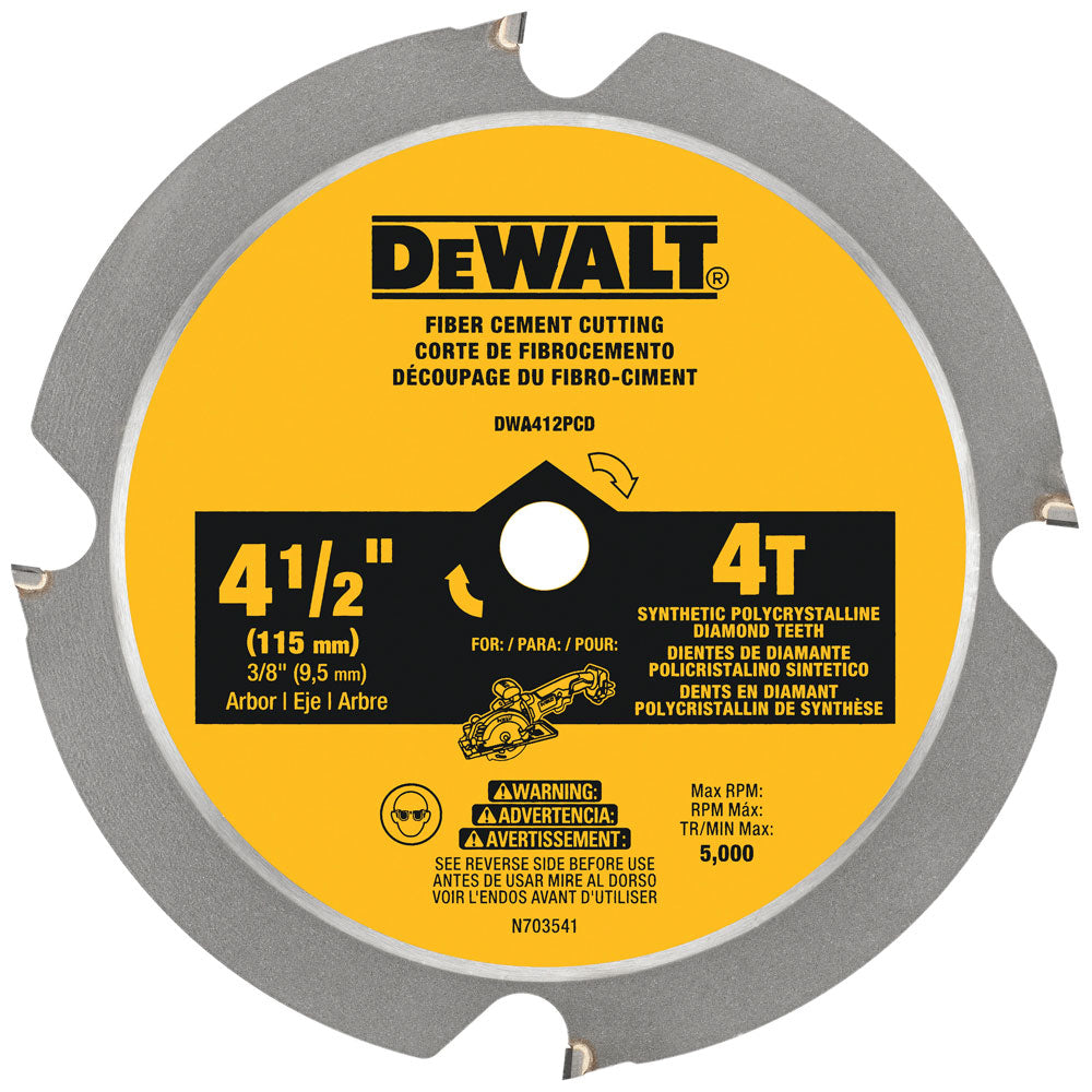 DEWALT DWA412PCD, 4-1/2 '' 4T PCD Fiber Cement Blade