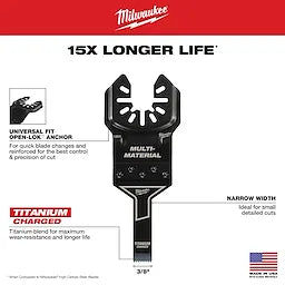 Milwaukee 49-25-1201, OPEN-LOK 3/8" TITANIUM ENHANCED BI-METAL MULTI-MATERIAL BLADE 1PK
