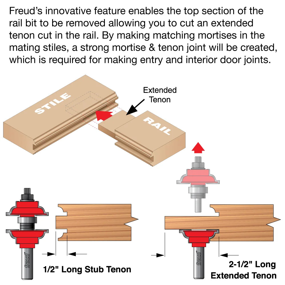 Freud 99-267, Carbide Router Bit - 1-7/8" Entry & Interior Door Router Bit System (1/2" Shank)