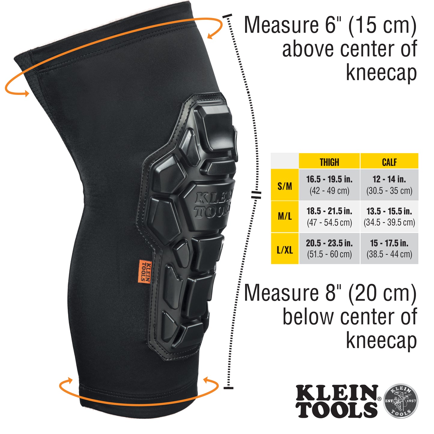 Klein Tools 60615, Heavy Duty Knee Pad Sleeves, S/M