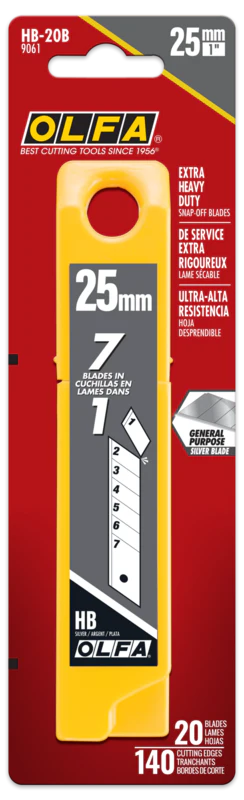 OLFA 9061, 25mm Snap-Off Blades - 20/pk (HB-20B)