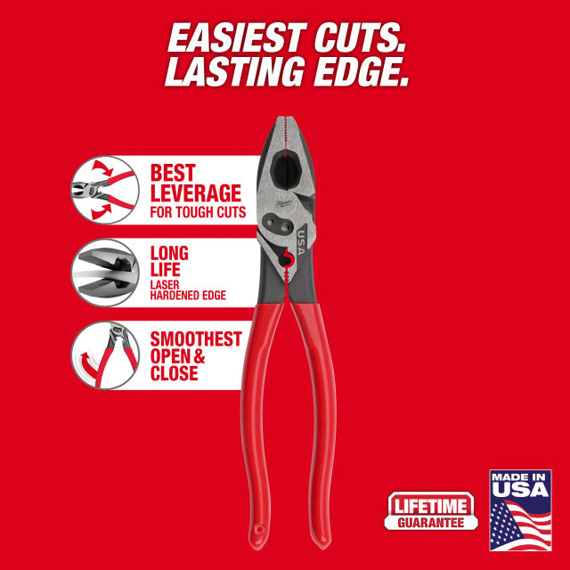 Milwaukee MT500C, 9" Lineman's Dipped Grip Pliers w/ Crimper & Bolt Cutter (USA)