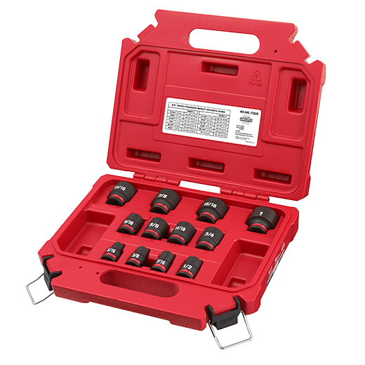 Milwaukee 49-66-7005, 3/8" Drive SHOCKWAVE Impact Duty SAE Standard 6 Point Socket Set - 12 Piece