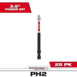 Milwaukee 48-32-4791, SHOCKWAVE 3-1/2" Impact Phillips #2 Power Bits (sold/ea)