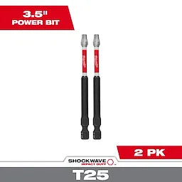 Milwaukee 48-32-4679, 3-1/2" Torx T25 SHOCKWAVE Impact Duty Bit - 2 Pack