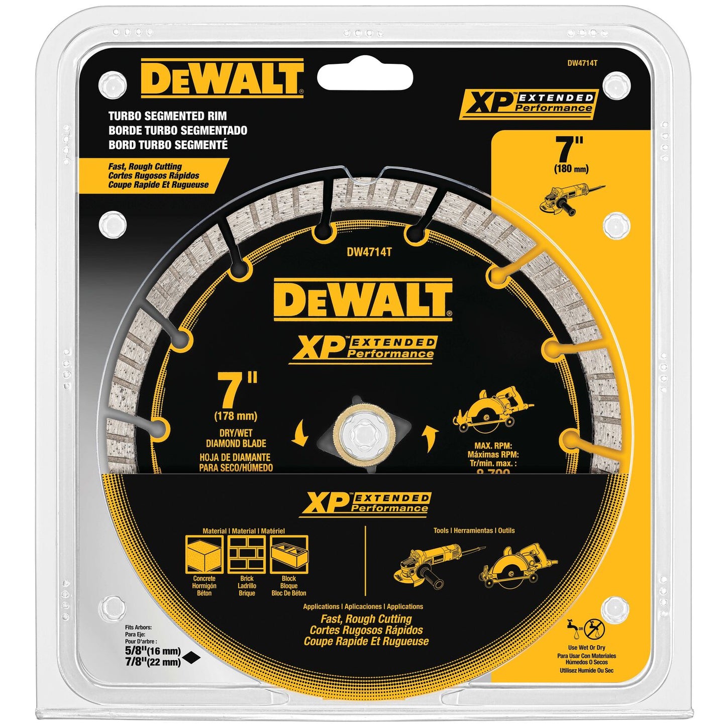 DEWALT DW4714T, 7'' XP Turbo Segmented Diamond Blade