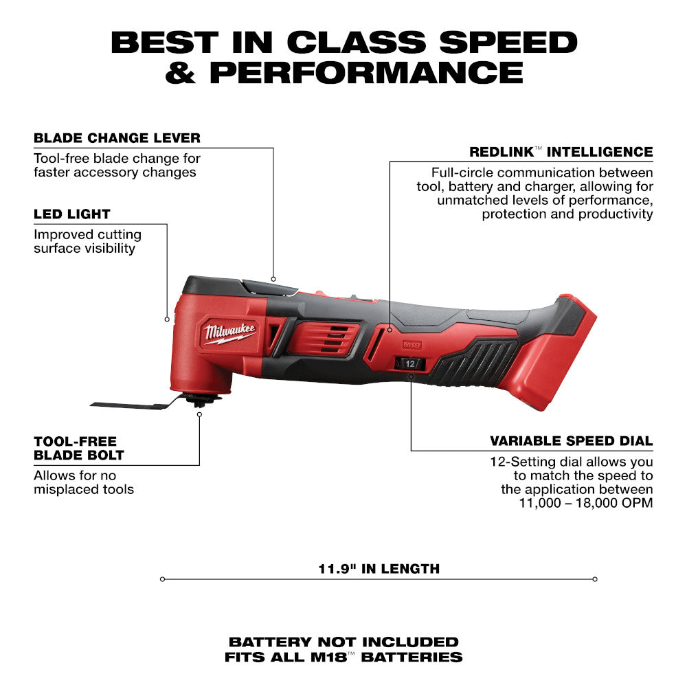 Milwaukee 2626-20, M18 Li-Ion Oscillating Multi Tool (Tool Only)