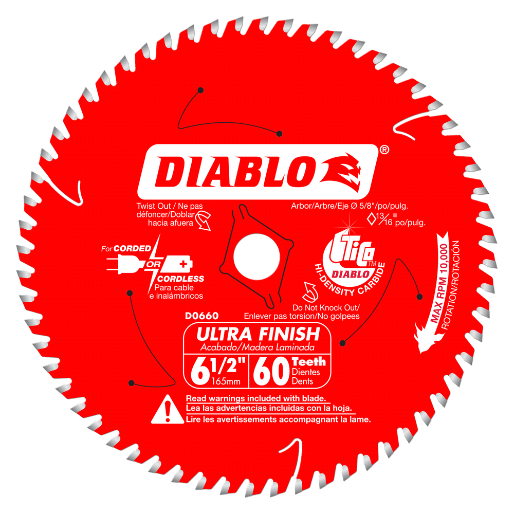 Diablo D0660A, 6‑1/2 in. x 60 Tooth Ultra Finish Saw Blade