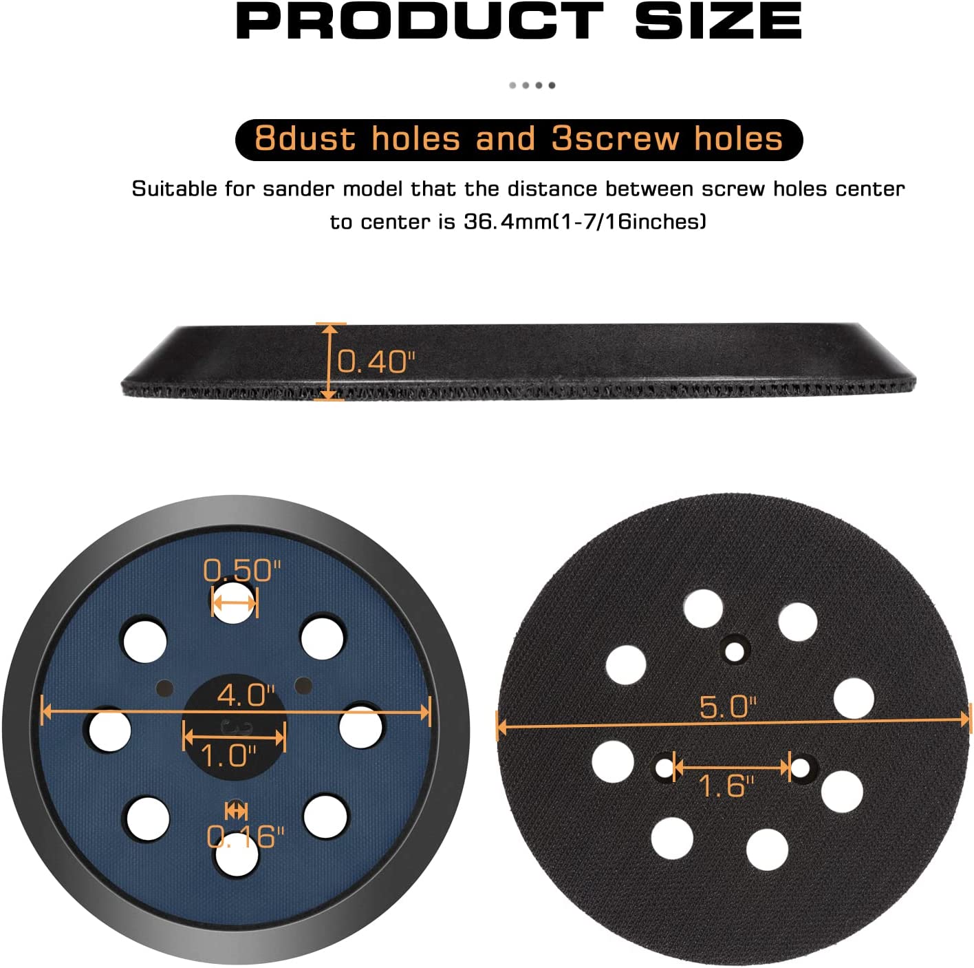 DEWALT 151281-08, 5'' Sander Hook & Loop Backing Pad