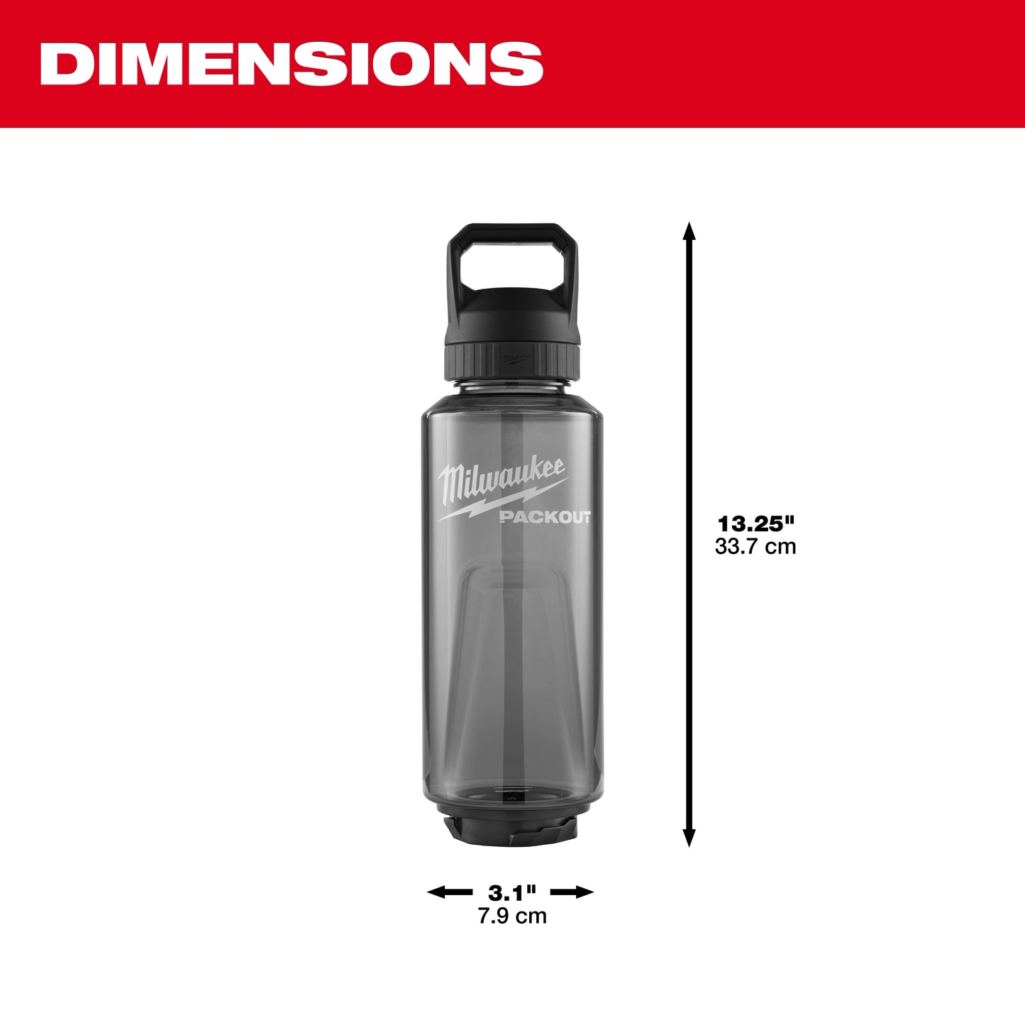 Milwaukee 48-22-8373B, PACKOUT™ 48oz Bottle with Chug Lid (Black)