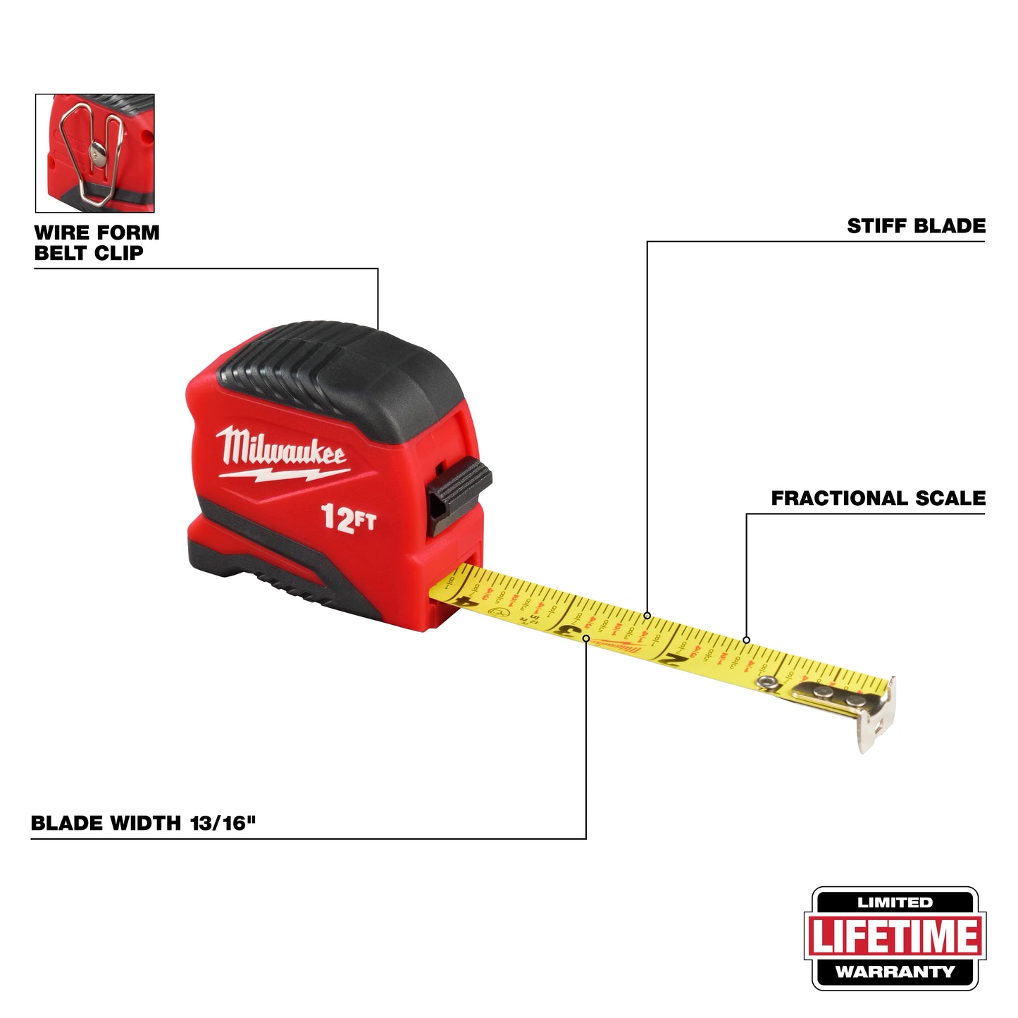 Milwaukee 48-22-1712, 12ft Compact Tape Measure